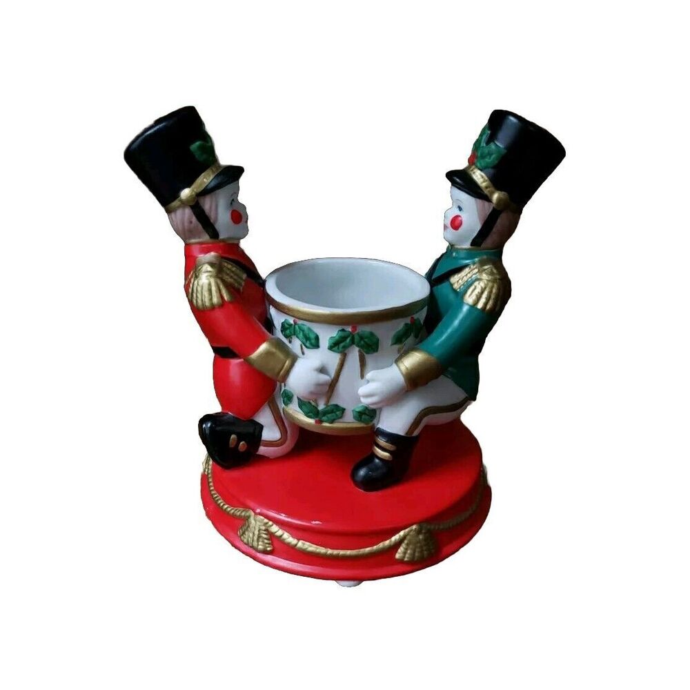 Partylite Christmas Toy Soldier Votive Candle Holder Drum Ceramic Toothpick Hold